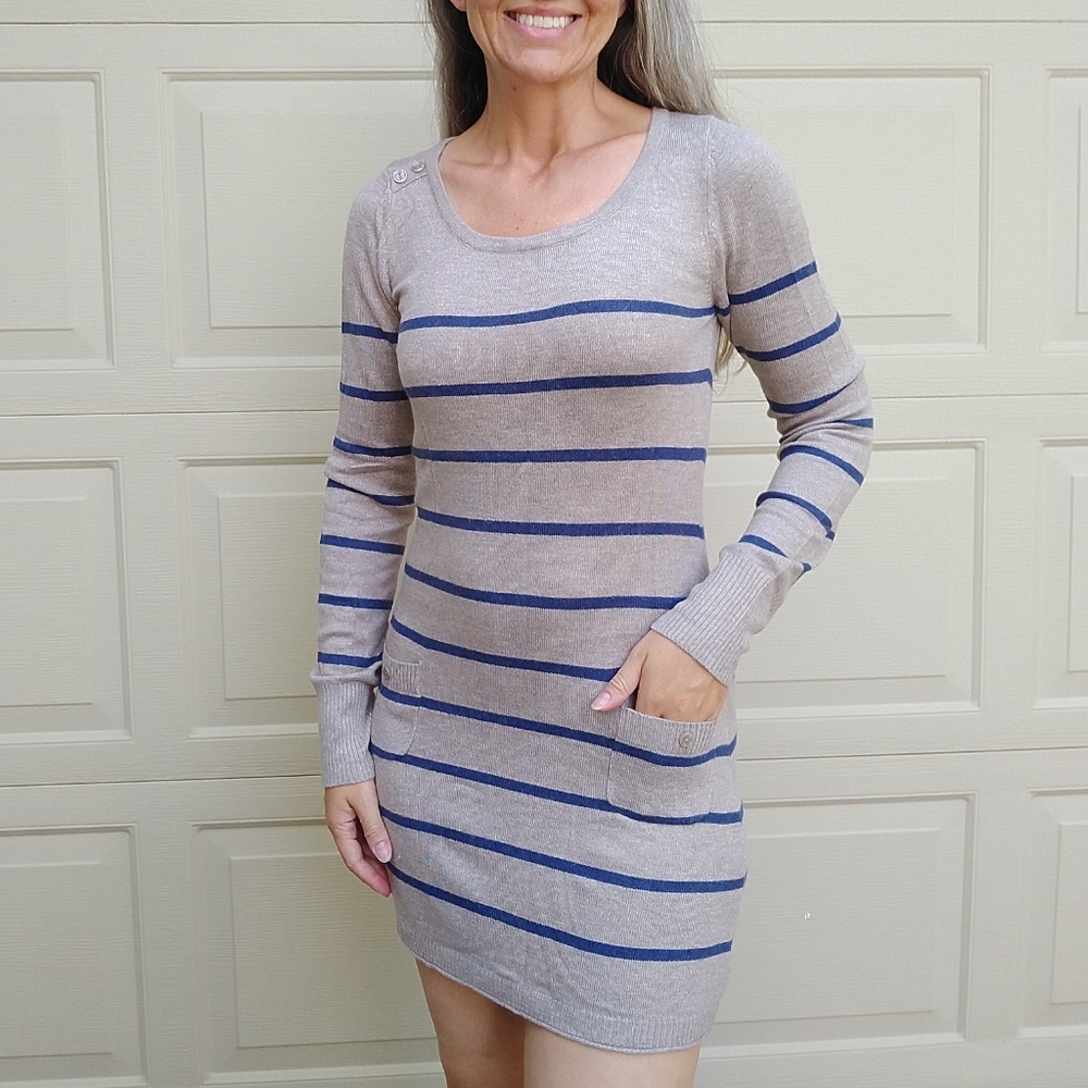 RUBY MOON soft striped sweater dress S M (D3)